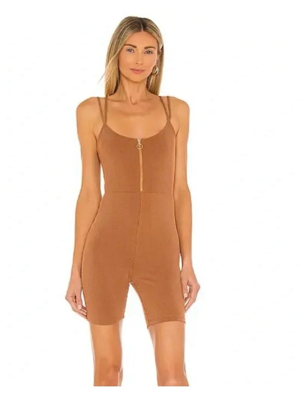 Michael Costello x REVOLVE Myla Ribbed Romper in Nude S